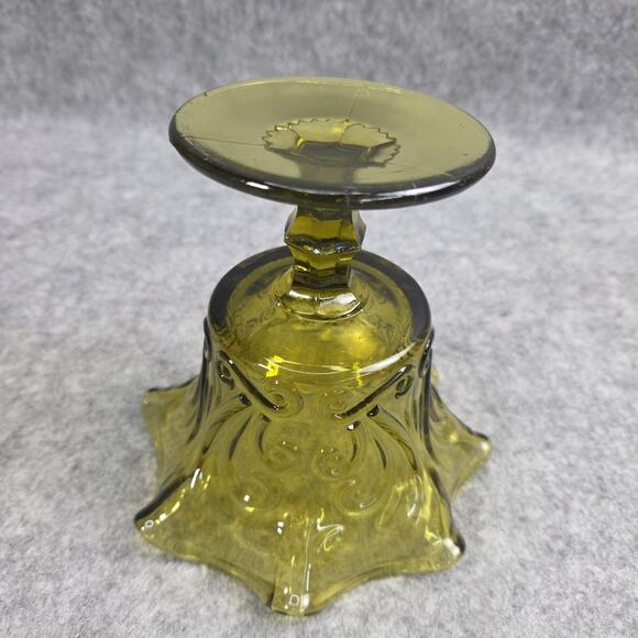 Imperial Atterbury Scroll Green Ruffled Glass Compote Olive Verde Candy Dish - Picture 5 of 13